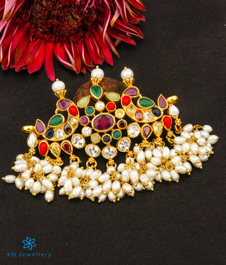 The Tanishka Silver Navratna Choker Necklace/Vanki