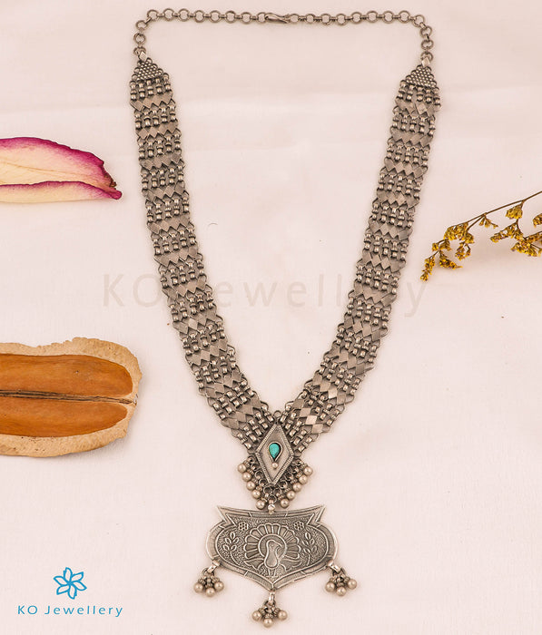 The Nihad Silver Antique Peacock Necklace