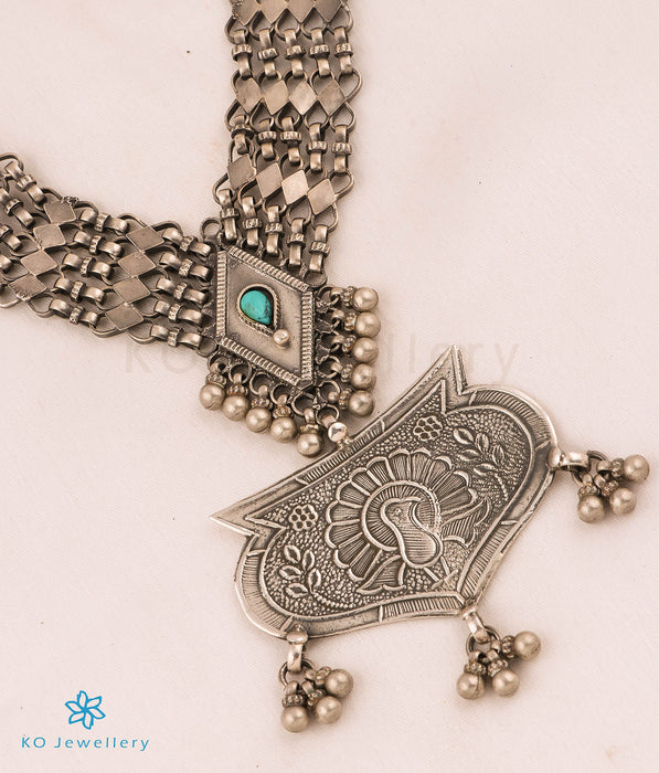 The Nihad Silver Antique Peacock Necklace