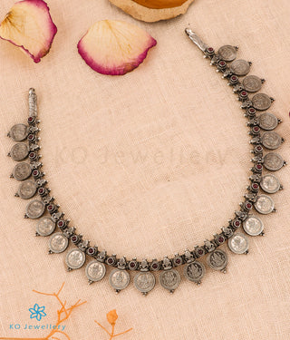 The Sindhuja Silver Kasumala Necklace(Oxidised)