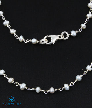 The Iravat Silver Pearl Anklets (Bright Silver)