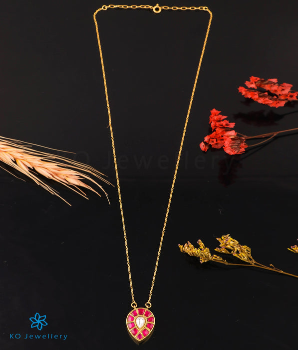 The Mahua Silver Kundan Necklace (Red)