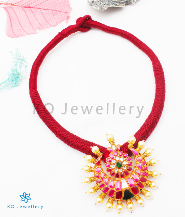 The Nazm Silver Jadau Necklace (Red)