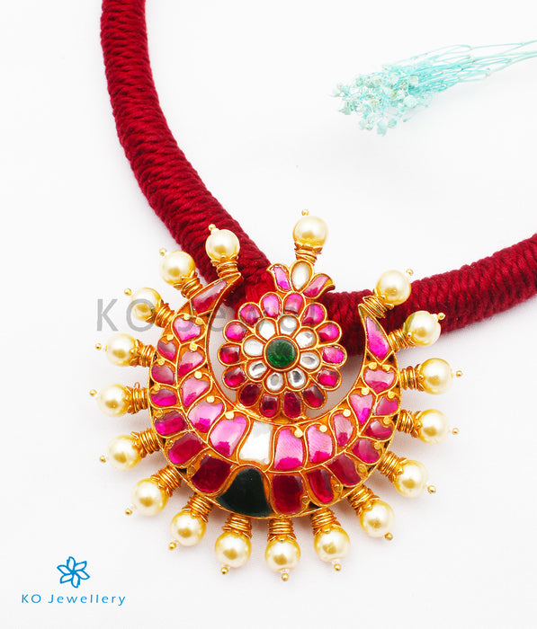 The Nazm Silver Jadau Necklace (Red)