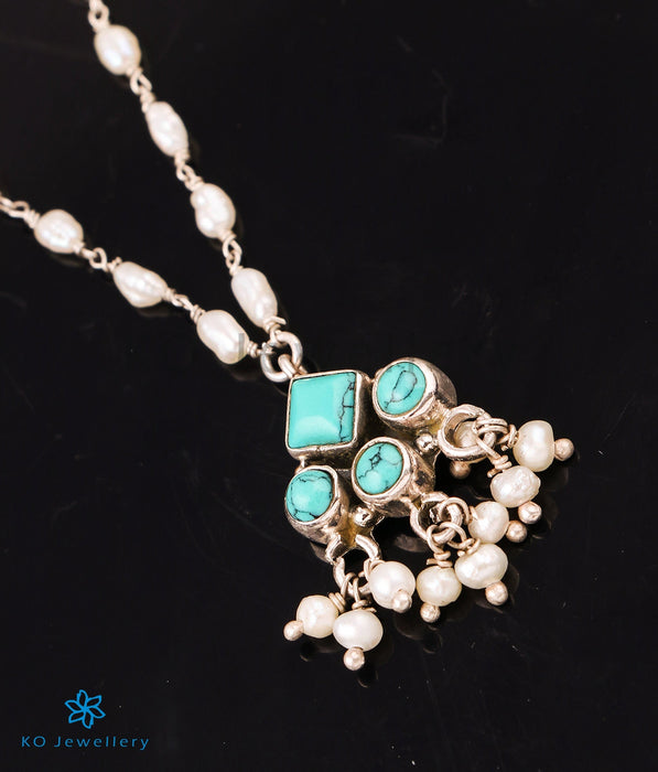 The Imara Silver Pearl Necklace (Turquoise)