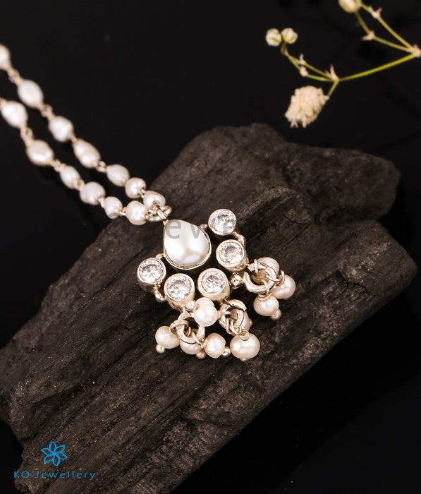 The Afroz Silver Pearl Necklace (White)