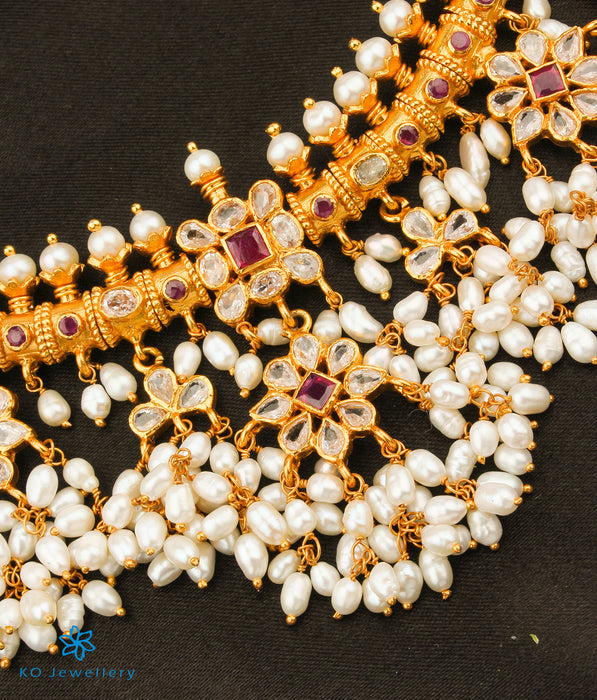 The Maya Silver Guttapusalu Necklace (Red&White/Medium)