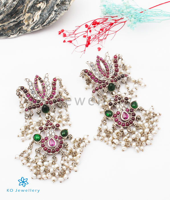 The Aadi Silver Peacock Earrings