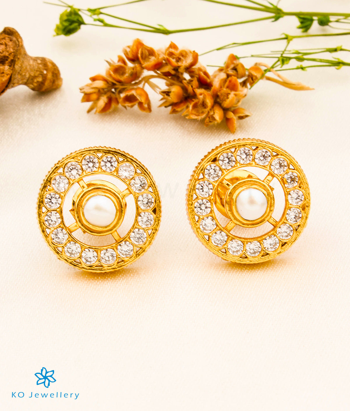 FIDA Earrings  Buy FIDA MultiColor Ethnic South Indian Traditional Gold  Peacock Stone Stud Earrings Online  Nykaa Fashion