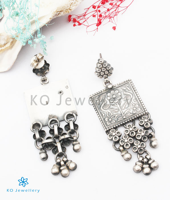 The Kajjara Silver Peacock Earrings