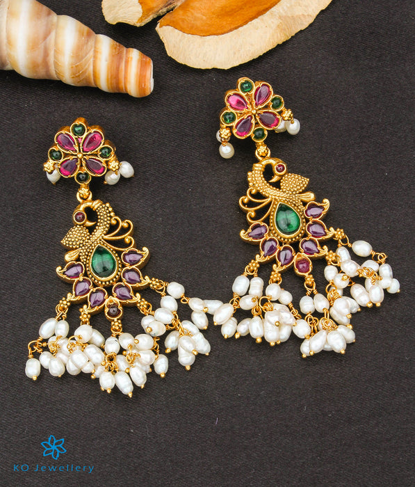 The Rachana Silver Pearl Peacock Earrings