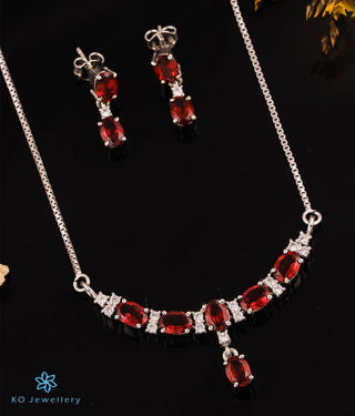 The Scarlet Sparkle Silver Necklace & Earrings