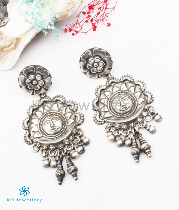 The Suryakanti Silver Earrings