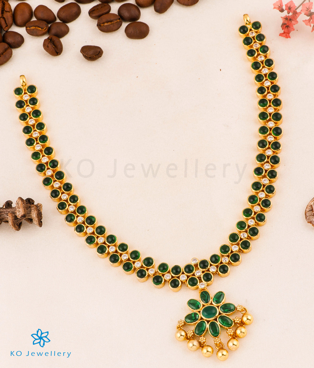 Cz American diamond jewelry Star necklace | Green Emerald necklace | I –  Indian Designs
