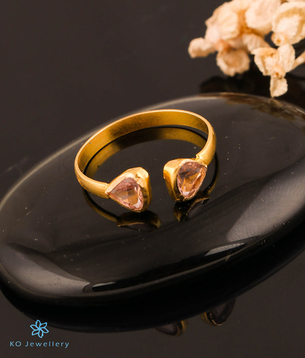The Tourmaline Hearts Open Finger Ring in 22 KT Gold