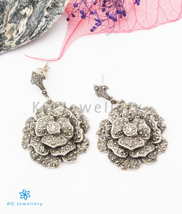 The Sparkling Rose Silver Marcasite Earrings