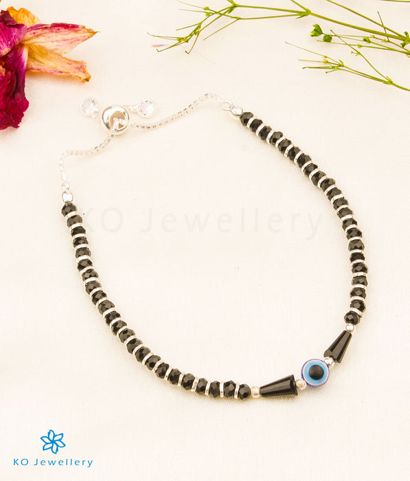 The Bhavana Silver Evileye Black-beads Bracelet