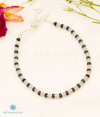 The Avanti Silver Nazariya Black-beads Bracelet