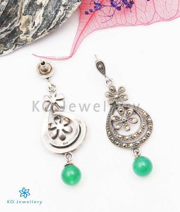 The Silver Marcasite Earrings (Green)