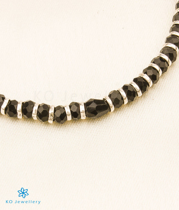 The Ayana Silver Nazariya Black-beads  Bracelet