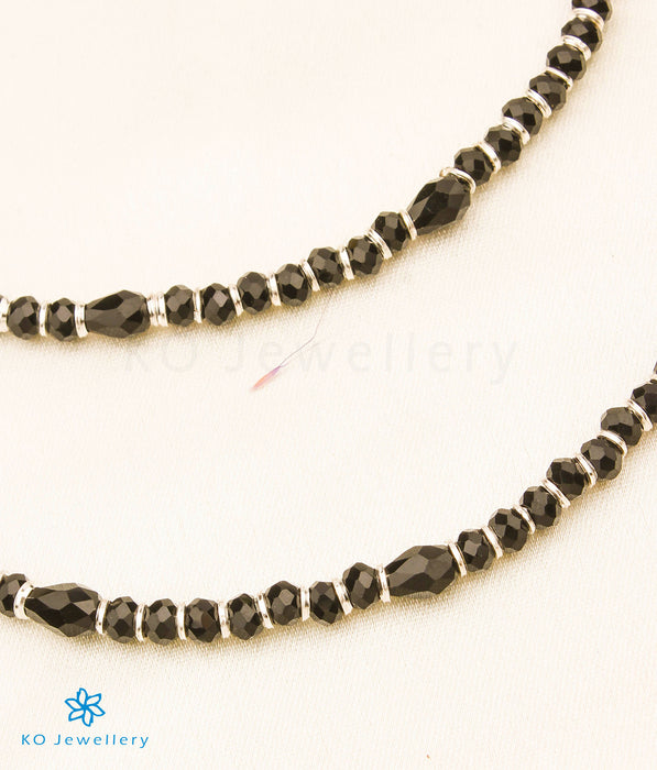 The Ayana Silver Black Bead Anklets