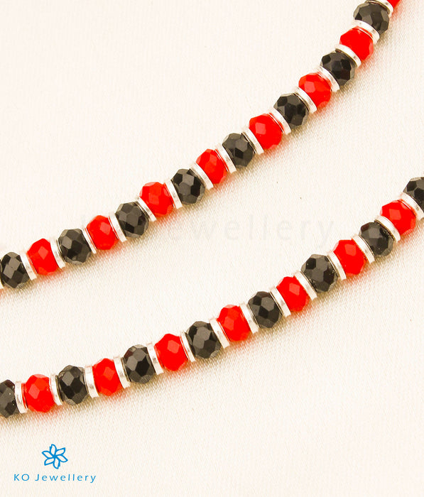 The Rudhira Silver Bead Anklets