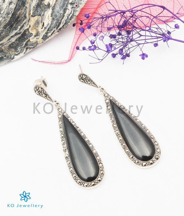 The Eve Silver Marcasite Earrings (Black)