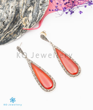 The Eve Silver Marcasite Earrings (Red)
