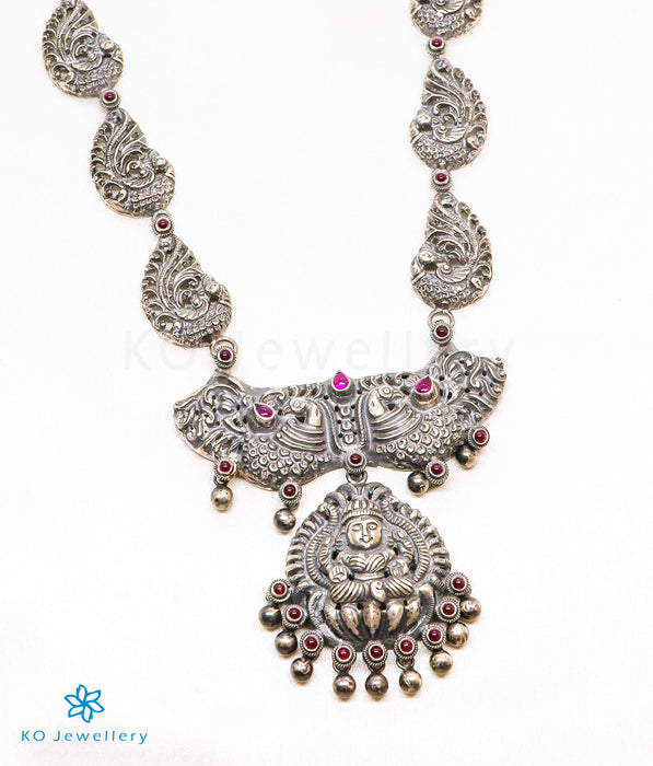The Anisha Silver Lakshmi Nakkasi Necklace (Oxidised)