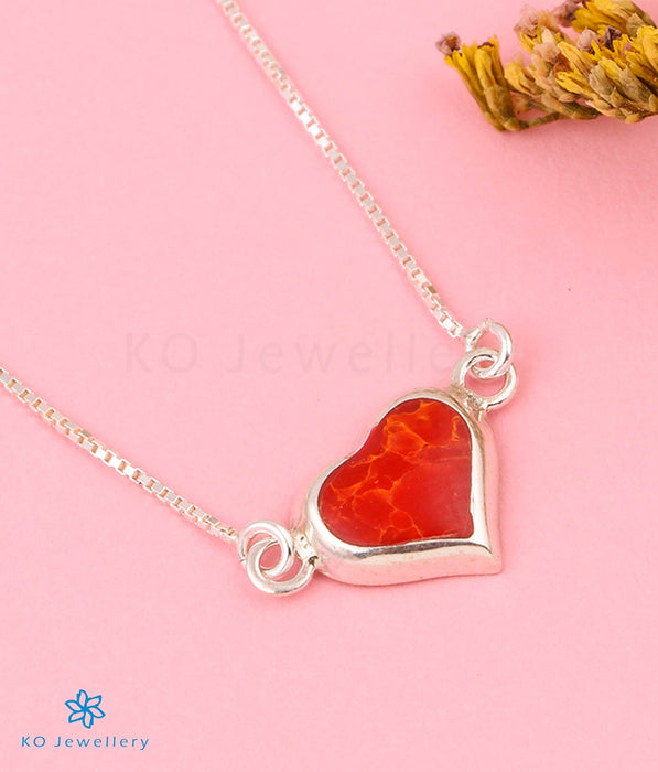 The Heart to Heart Silver Necklace (Red)