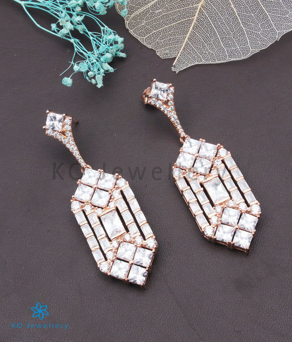 The Art Deco Silver Earrings (Rose-gold)