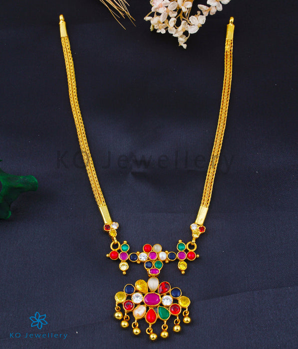 Stunning Gold Polish Navaratna Necklace - South Indian Temple Jewellery |  Arjunazz