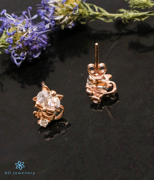 The Cat Silver Rose-Gold Earrings
