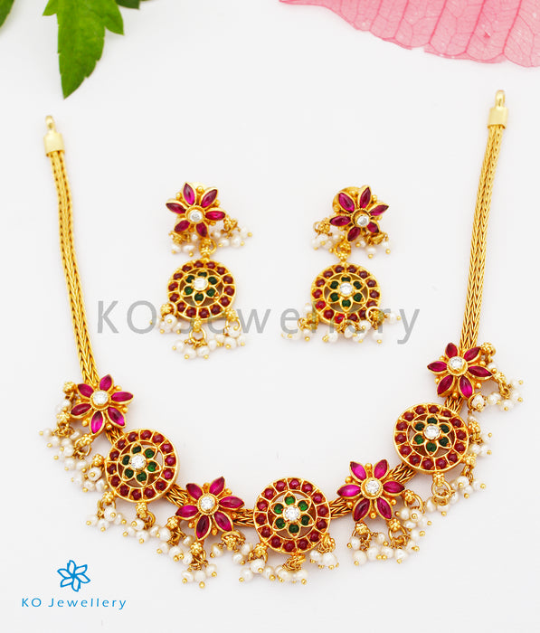 The Uthika Silver Kempu Necklace (Red)