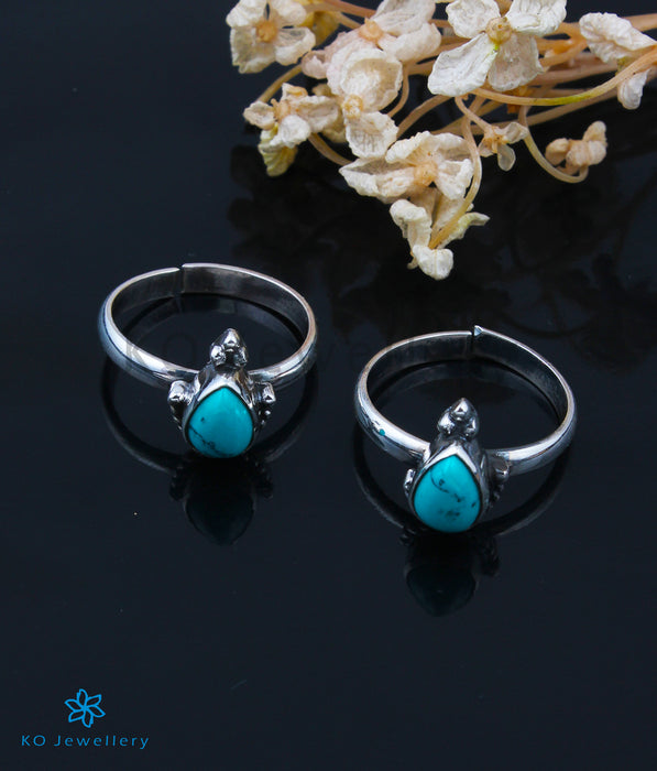 The Sia Silver Toe-Rings (Turquoise)