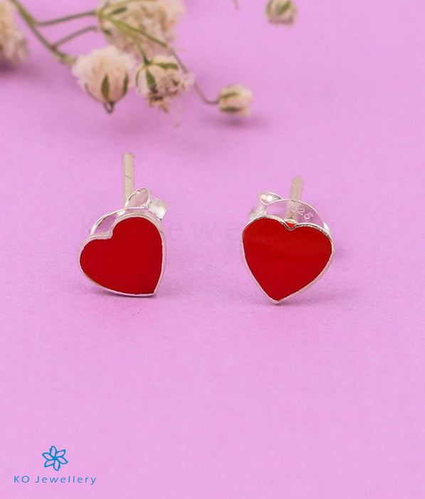 The Heart to Heart Silver Earstuds(Red)