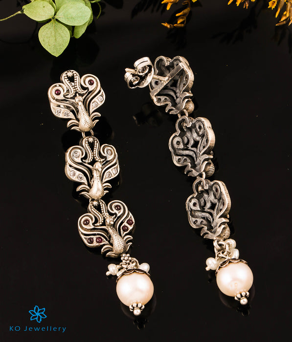 The Sahil Silver Peacock Choker Necklace & Earrings