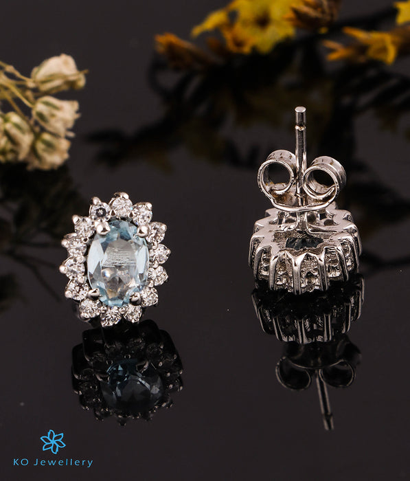 The Sky Blue Cocktail Silver Earrings