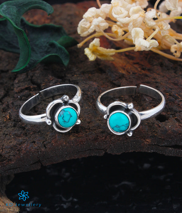 The Pia Silver Toe-Rings (Turquoise)