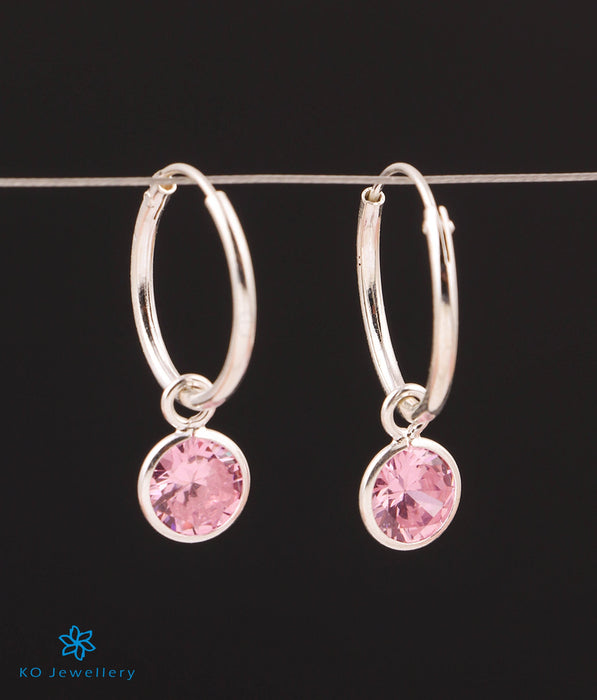 The Pink Drop Silver Hoops