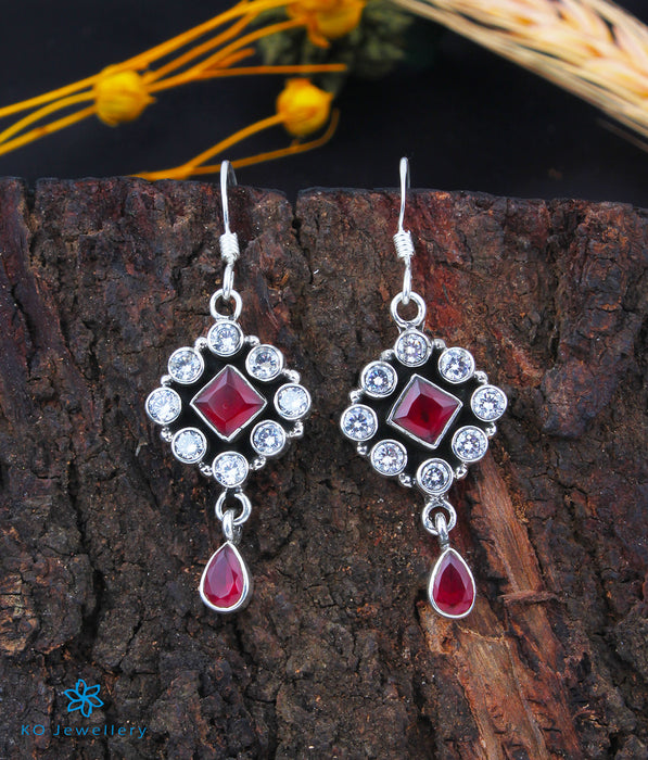 The Pranati Silver Gemstone Earrings (Red)