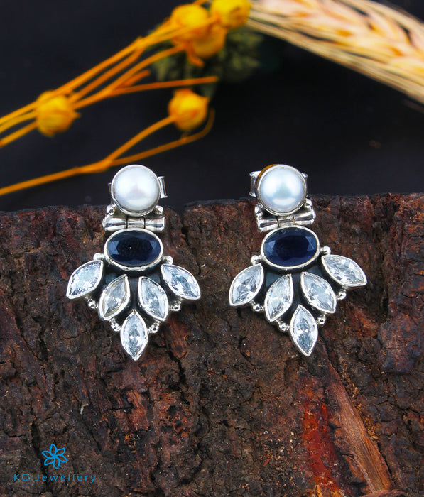 The Amrit Silver Gemstone Earrings (Blue)