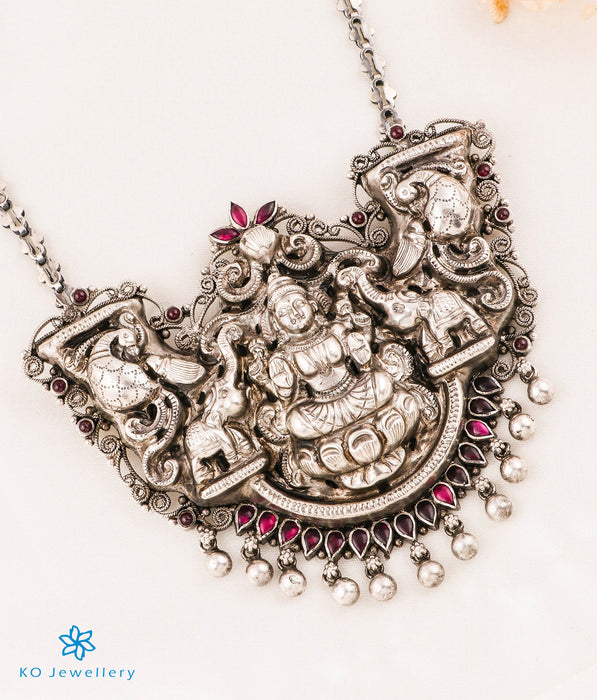 The Padmalaya Lakshmi Silver Nakkasi  Necklace