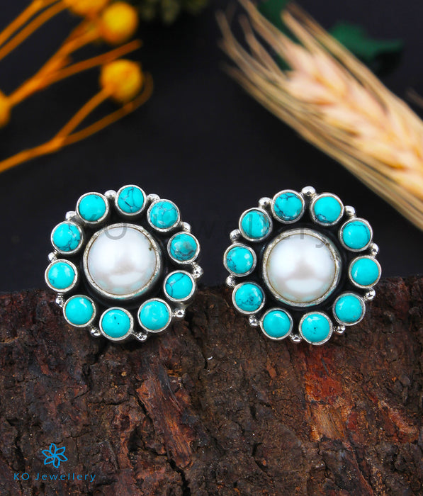 The Samidha Silver Gemstone  Earrings (Turquoise/Pearl)