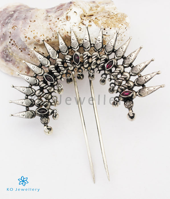 The Moggu Silver Bridal Hair Pin (Oxidised)