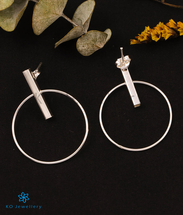 The Circle & Line Silver Earrings