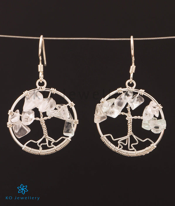 The Bejewelled Tree Silver Gemstone Earrings (White)