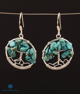 The Bejewelled Tree Silver Gemstone Earrings (Turquoise)