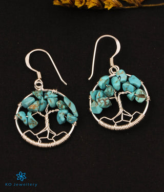The Bejewelled Tree Silver Gemstone Earrings (Turquoise)