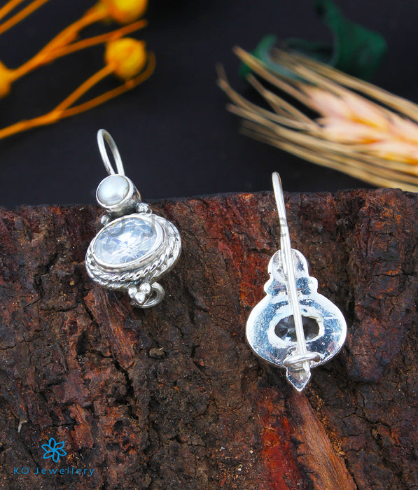 The Aruna Silver Gemstone Earrings (White)